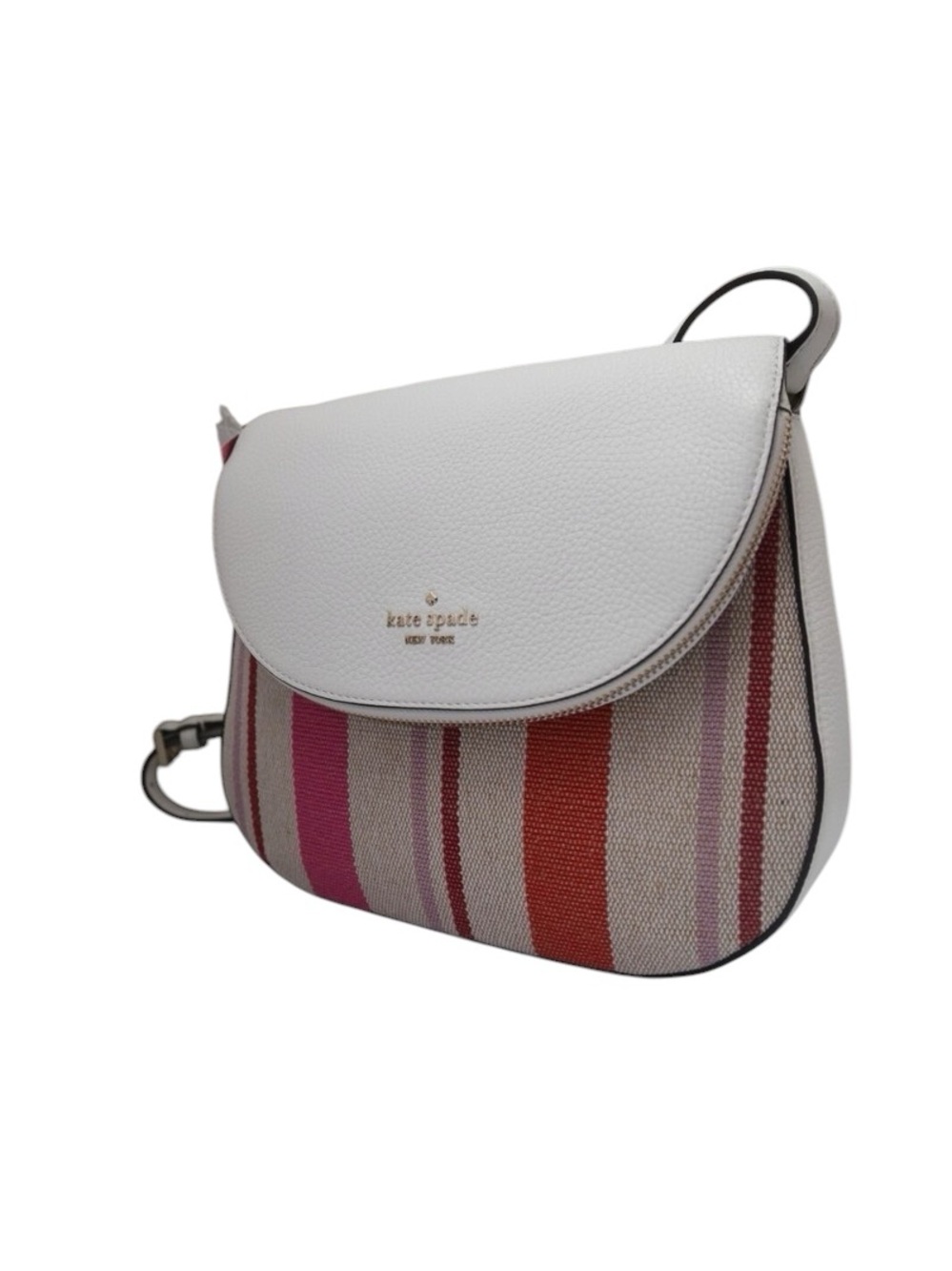 Kate Spade Leila Striped
Canvas Medium Flap Shoulder Bag